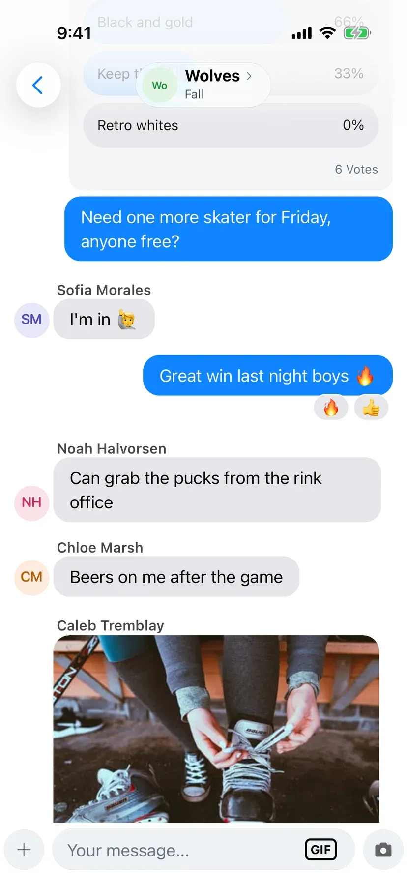 BenchApp team chat conversation